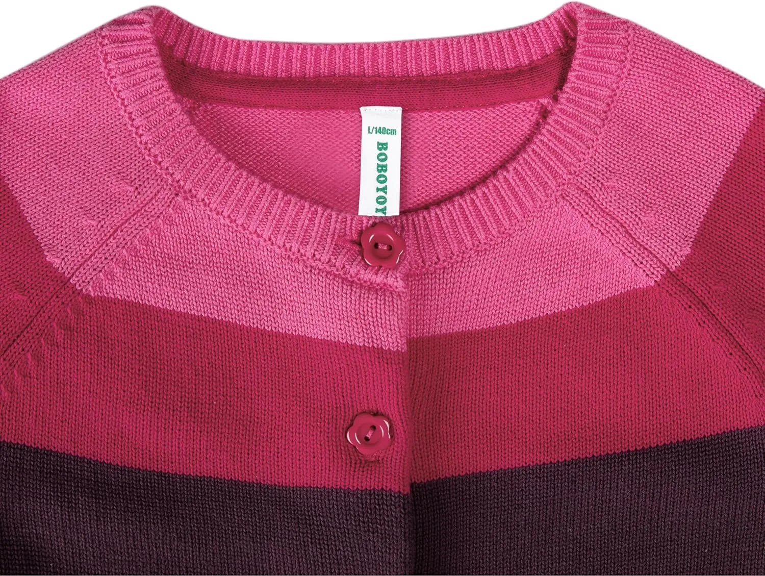BOBOYOYO Girls Cute Cardigan 100% Cotton Rainbow Kids Cardigan Sweater Button up Striped Knit Cardigan Children for 5-12 Y