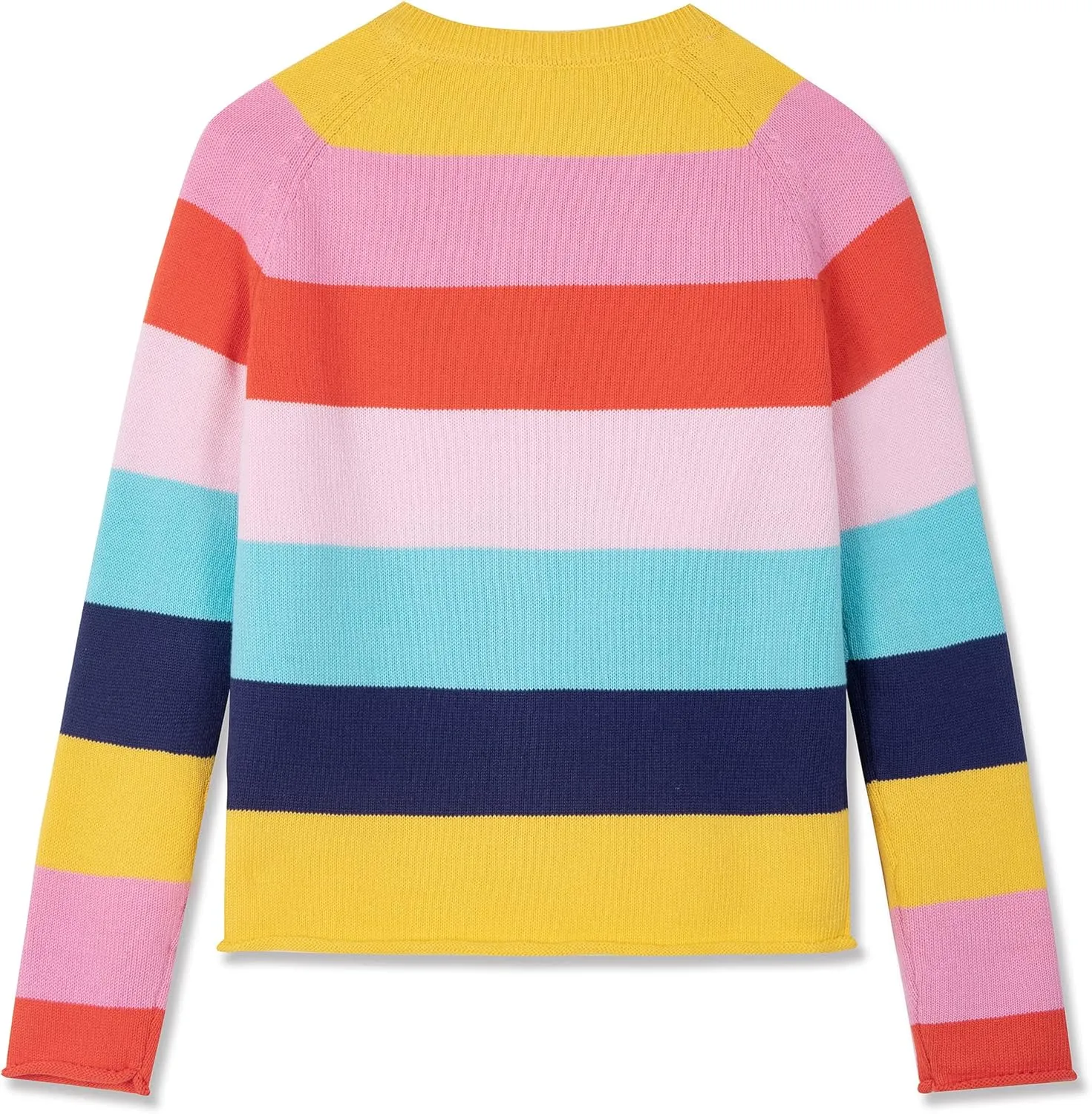 BOBOYOYO Girls Cute Cardigan 100% Cotton Rainbow Kids Cardigan Sweater Button up Striped Knit Cardigan Children for 5-12 Y