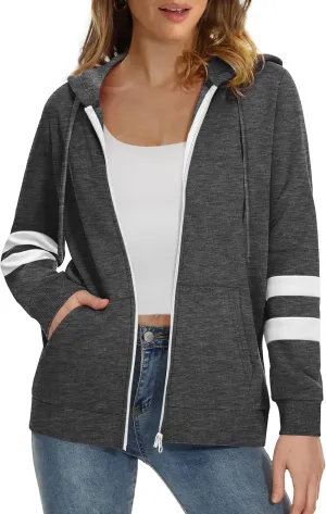 Bofell Womens Active Long Sleeve Zip Up Hoodies with Pocket Hooded Sweatshirts Jackets