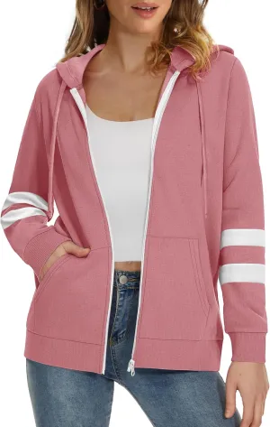 Bofell Womens Active Long Sleeve Zip Up Hoodies with Pocket Hooded Sweatshirts Jackets