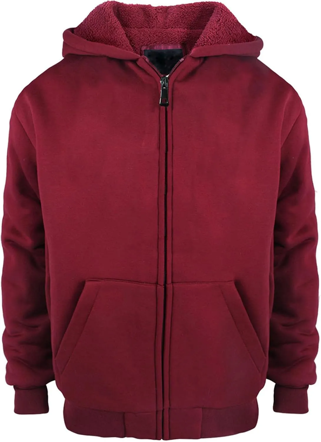 Boys' Fashion Zip Up Hoodie Plain Comfort Fleece Jacket Youth Heavyweight Sherpa Lined Sweatshirts