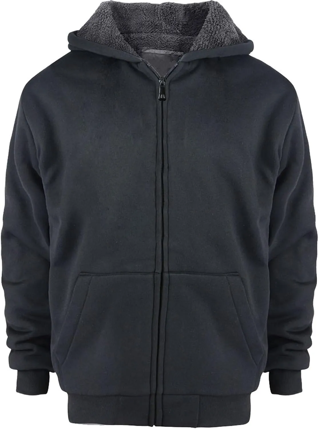 Boys' Fashion Zip Up Hoodie Plain Comfort Fleece Jacket Youth Heavyweight Sherpa Lined Sweatshirts