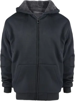 Boys' Fashion Zip Up Hoodie Plain Comfort Fleece Jacket Youth Heavyweight Sherpa Lined Sweatshirts