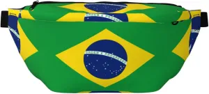 Brazilian Flag Stylish Crossbody Waist Pack - Versatile And Compact Travel Pouch For Hands-Free Storage, Black, PBYB-12185A
