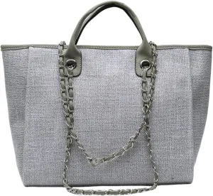 Bucket Bag for Women - Large Capacity Tote with Chain Strap, Adjustable Shoulder & Versatile Colors,Work and Travel (Grey)