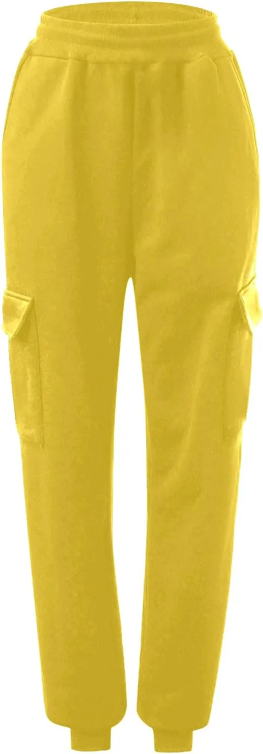 Cargo Joggers for Women - High Waisted Baggy Sweatpants with Pockets