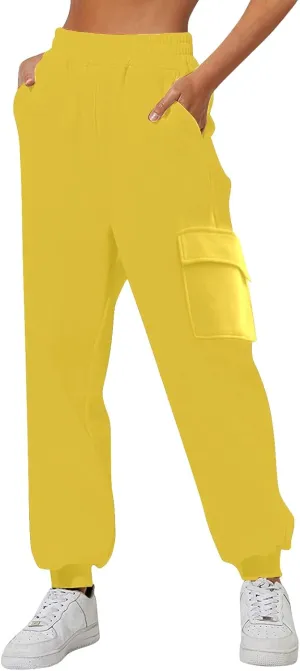 Cargo Joggers for Women - High Waisted Baggy Sweatpants with Pockets
