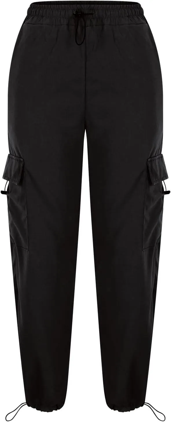 Cargo Pants Women Trendy Y2K Teen Girls High Waisted Parachute Baggy Drawstring Streetwear Workout Jogger Sweatpants