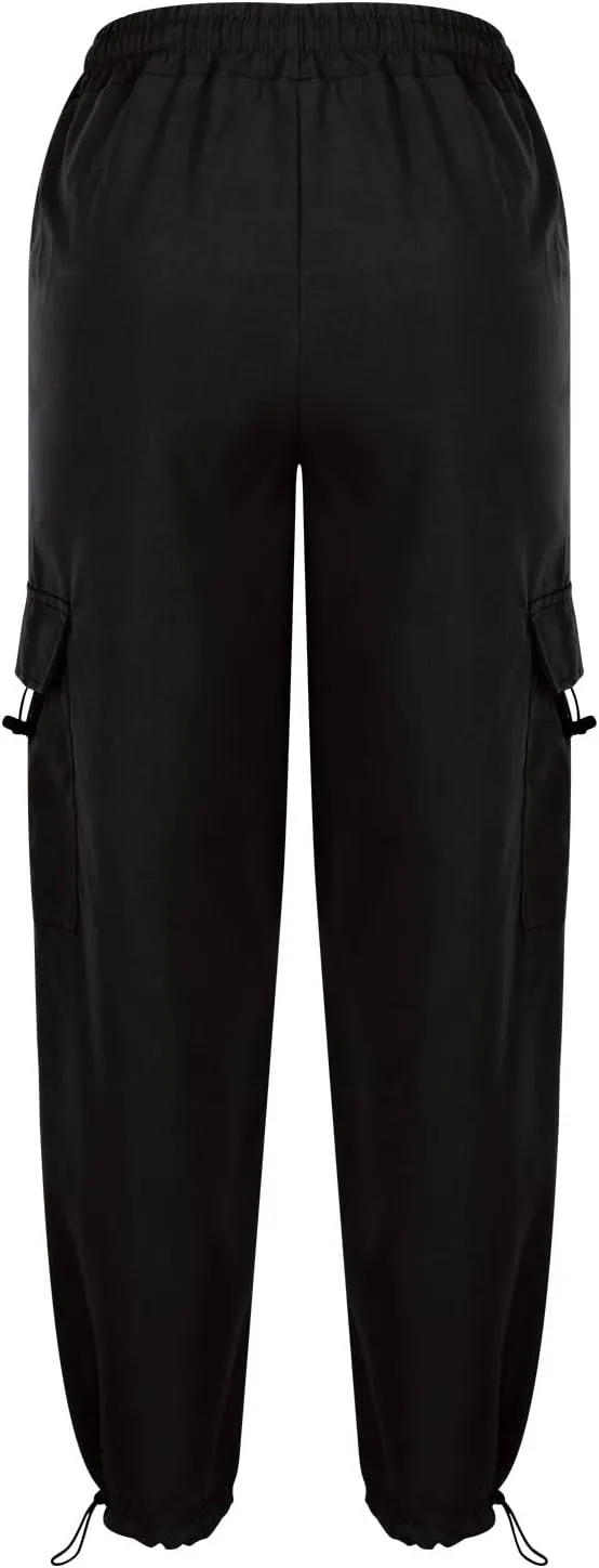 Cargo Pants Women Trendy Y2K Teen Girls High Waisted Parachute Baggy Drawstring Streetwear Workout Jogger Sweatpants