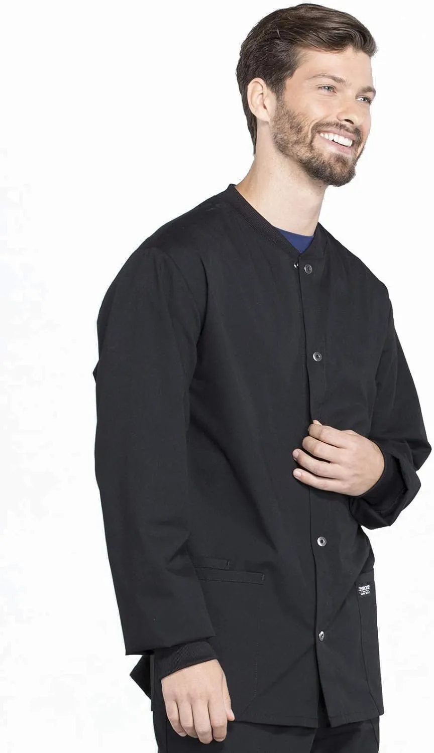 Cherokee Men's Medical Scrub Jacket Snap Front with Long Sleeve WW360