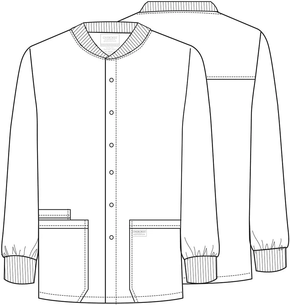 Cherokee Men's Medical Scrub Jacket Snap Front with Long Sleeve WW360