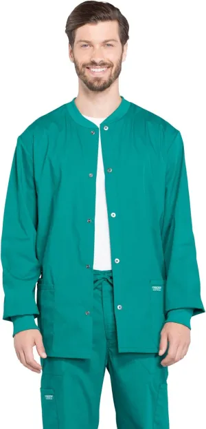 Cherokee Men's Medical Scrub Jacket Snap Front with Long Sleeve WW360