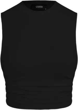 CIDER Crop Tops for Women Mimi Cuttrell Basic Sleeveless Ruched Going Out Summer Casual Ribbed Tank Top
