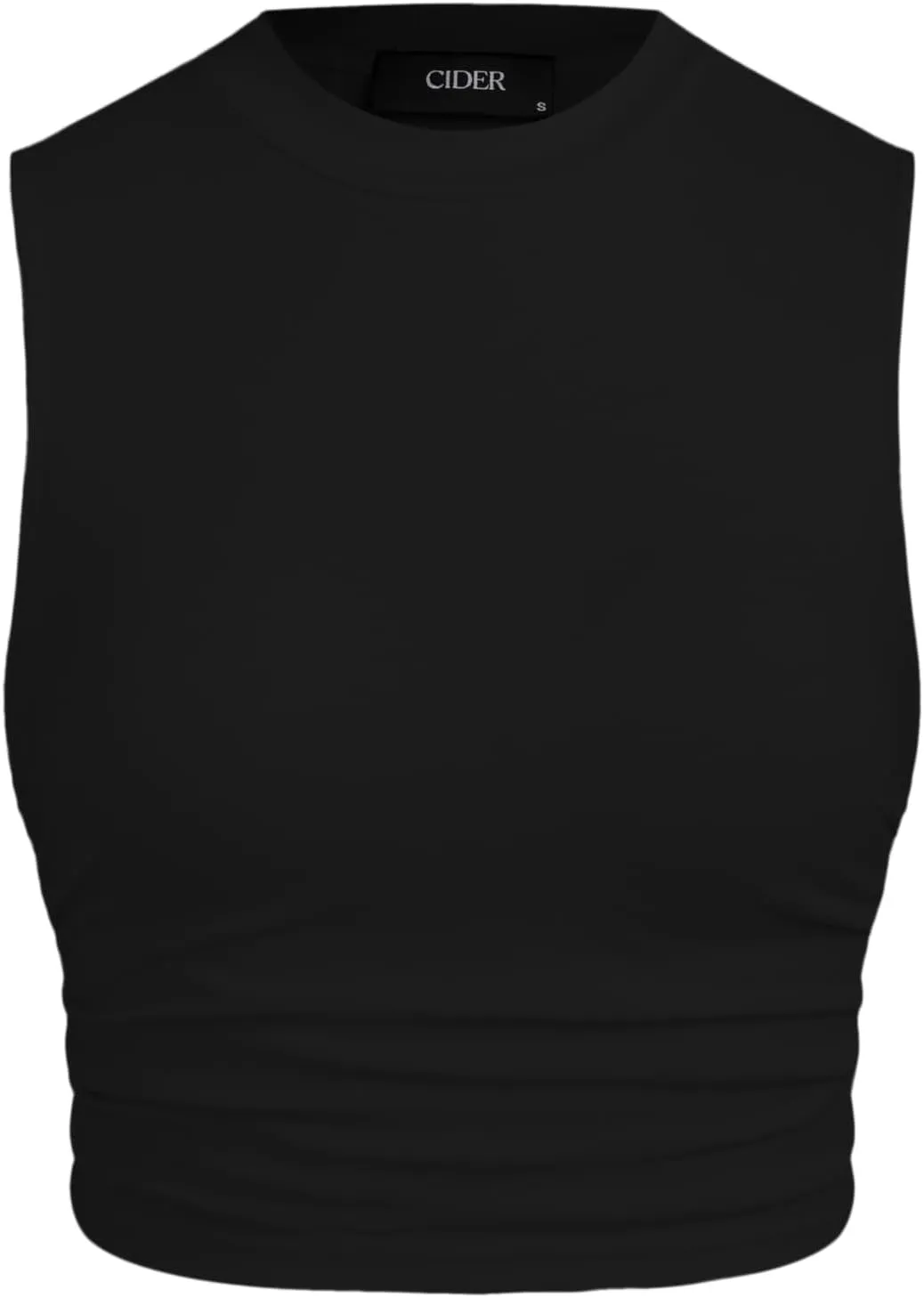 CIDER Crop Tops for Women Mimi Cuttrell Basic Sleeveless Ruched Going Out Summer Casual Ribbed Tank Top