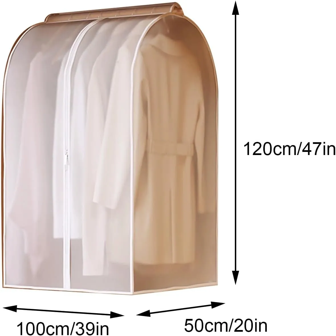 Coat Covers for Closet, garment Bag for Hanging Clothes with Zipper, Suitable for Coats, Jackets, Shirts, Dresses and Sweaters(100x50x120cm 9x20x47in)