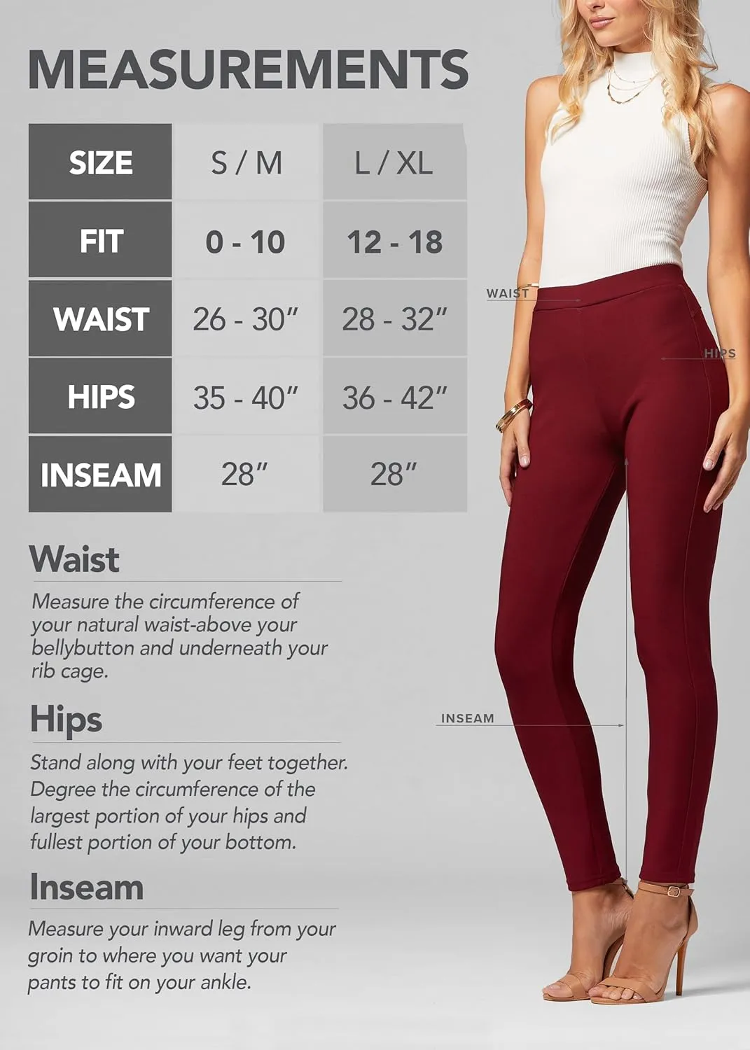 Conceited Stretch Ponte Pants for Women - Dressy Leggings - High Waist Shaping Butt Lifting