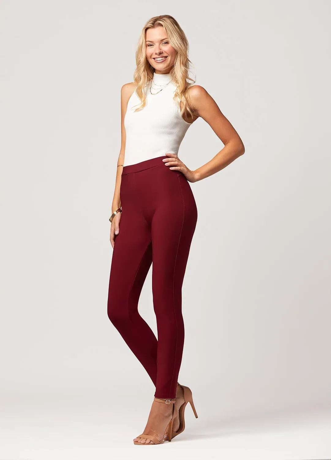 Conceited Stretch Ponte Pants for Women - Dressy Leggings - High Waist Shaping Butt Lifting