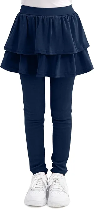Cooraby 1/2/3 Pack Girls Leggings Toddler Girl Pants School Uniform Pants Warm Stretchy Skirt Leggings for Girls 2-14 Years