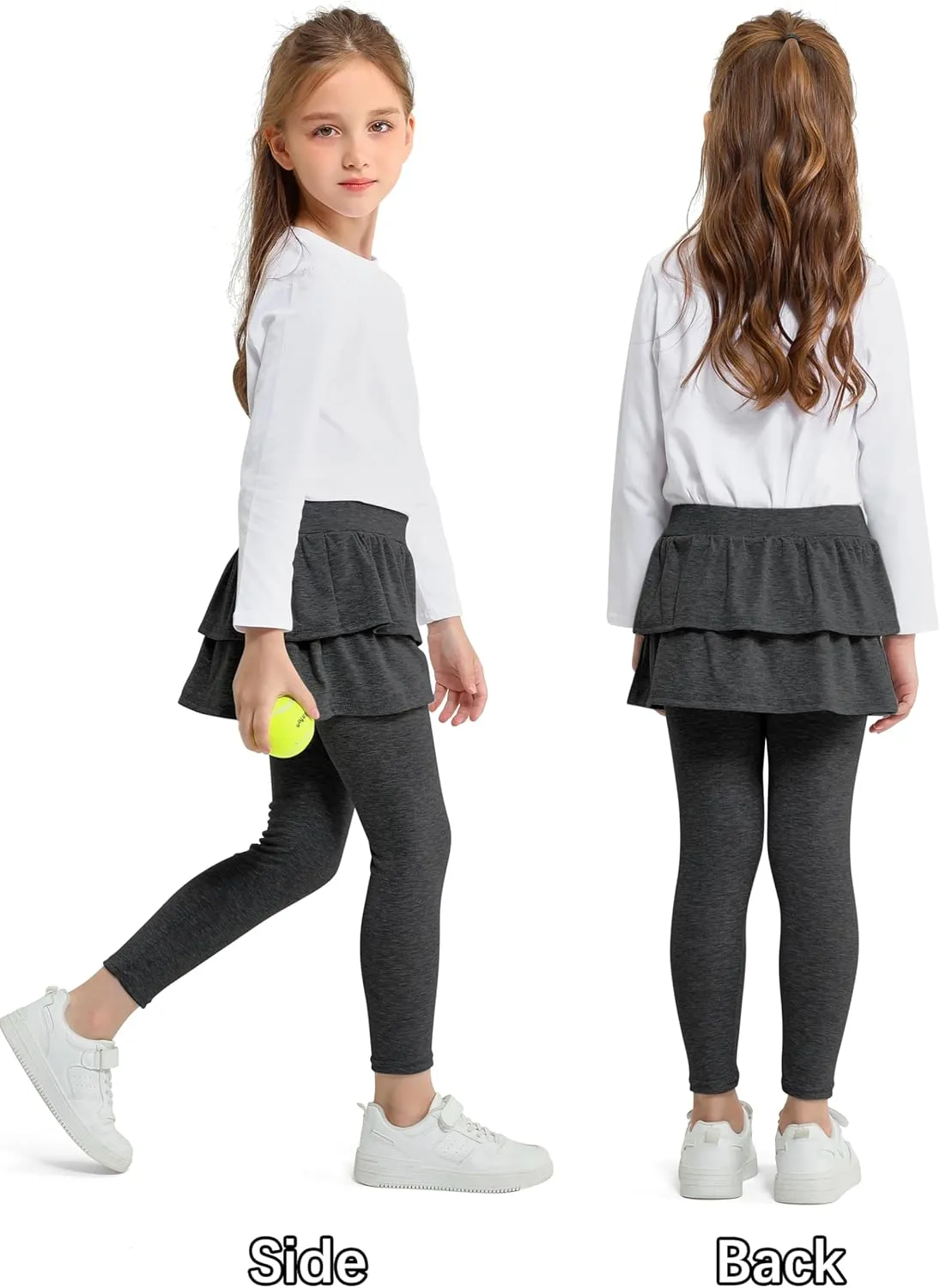 Cooraby 1/2/3 Pack Girls Leggings Toddler Girl Pants School Uniform Pants Warm Stretchy Skirt Leggings for Girls 2-14 Years