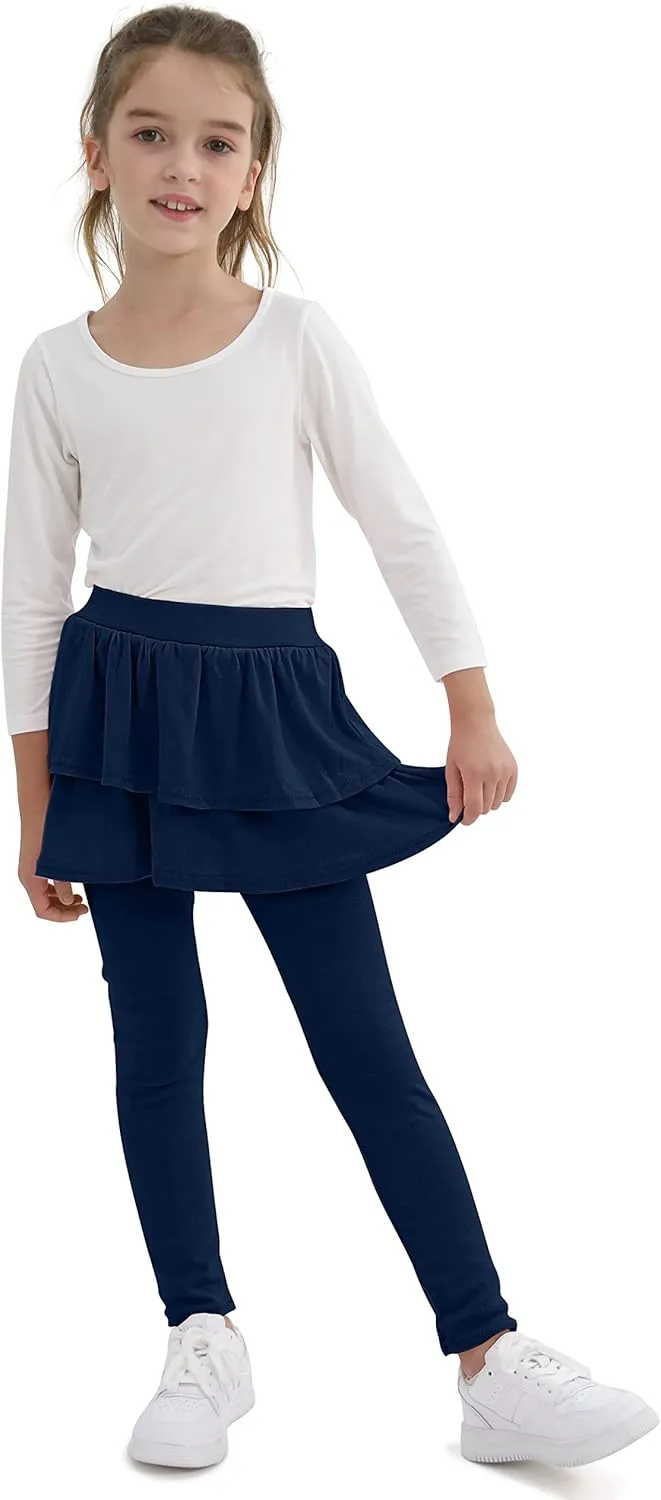 Cooraby 1/2/3 Pack Girls Leggings Toddler Girl Pants School Uniform Pants Warm Stretchy Skirt Leggings for Girls 2-14 Years