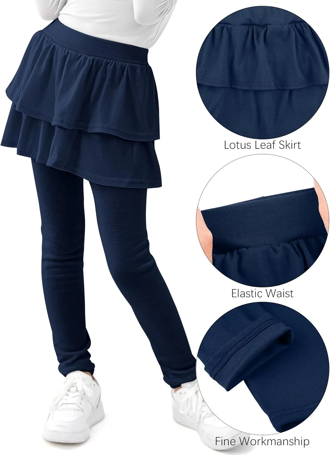 Cooraby 1/2/3 Pack Girls Leggings Toddler Girl Pants School Uniform Pants Warm Stretchy Skirt Leggings for Girls 2-14 Years