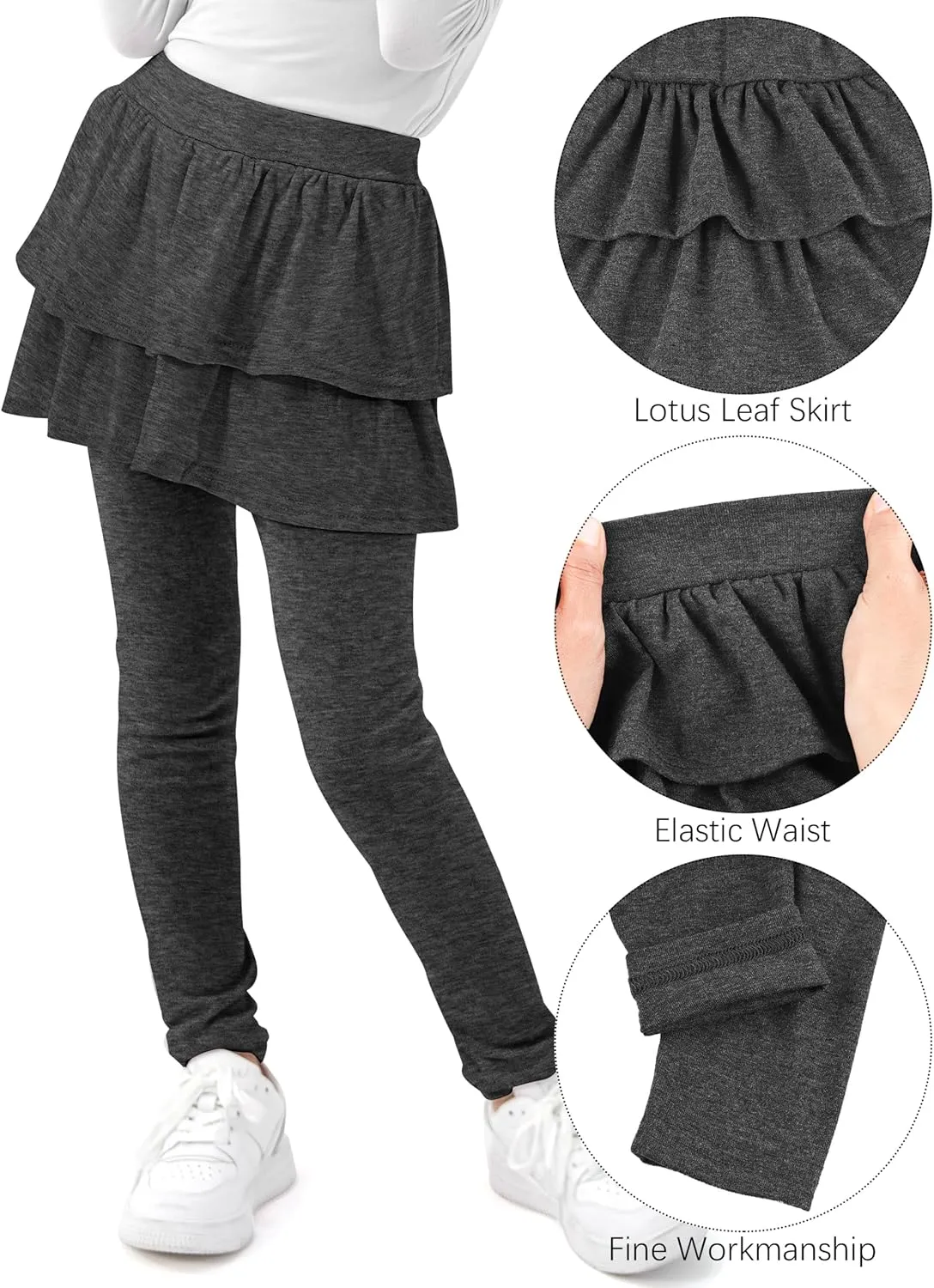 Cooraby 1/2/3 Pack Girls Leggings Toddler Girl Pants School Uniform Pants Warm Stretchy Skirt Leggings for Girls 2-14 Years