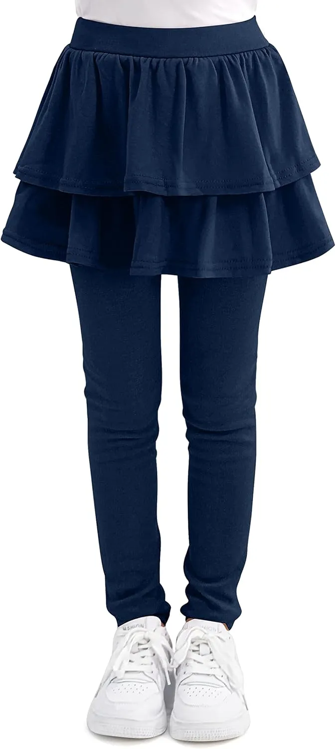 Cooraby 1/2/3 Pack Girls Leggings Toddler Girl Pants School Uniform Pants Warm Stretchy Skirt Leggings for Girls 2-14 Years