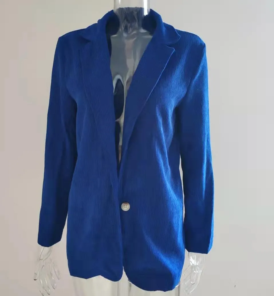 Corduroy Shacket Women Long Sleeve Shirt Slim Fit Notched Lapel Button Down Open Front Casual Office Blazer Jacket