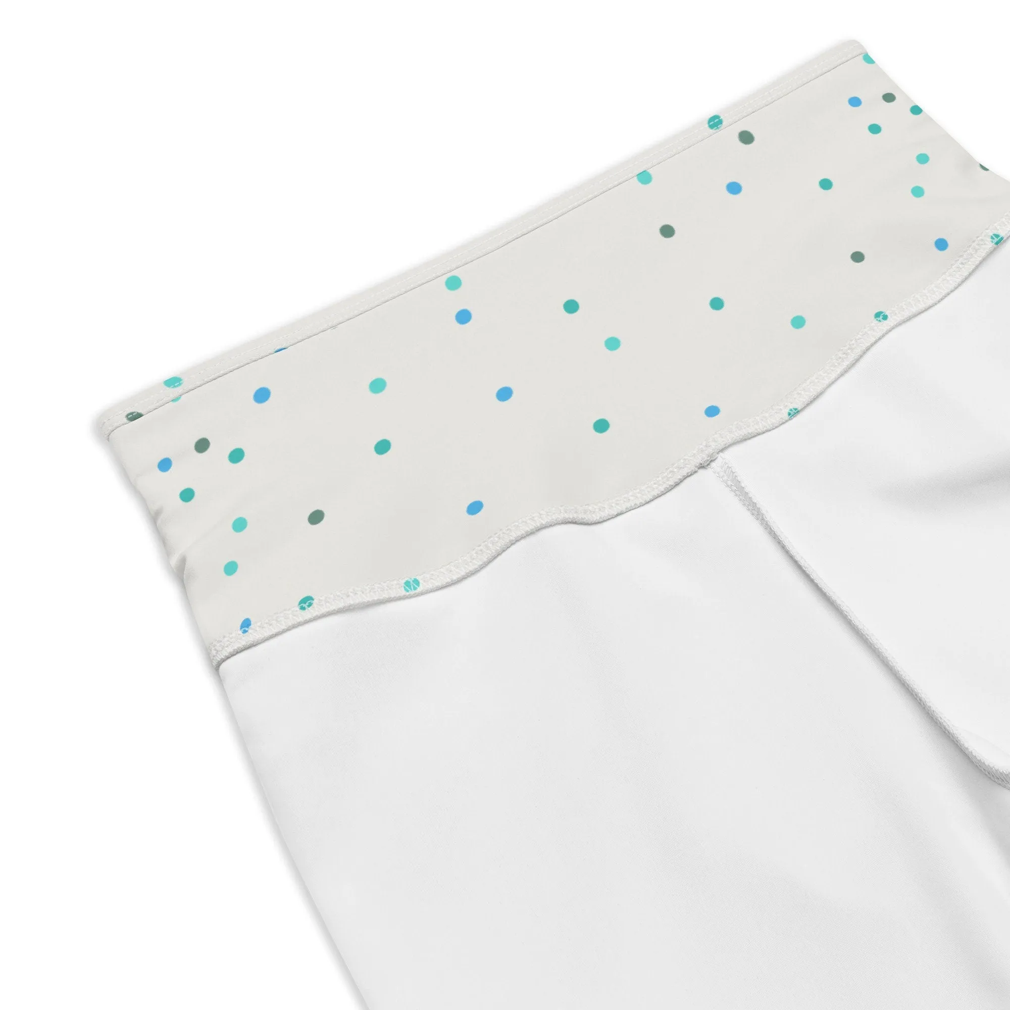 Cream Blue Polka Dot Yoga Bike Shorts