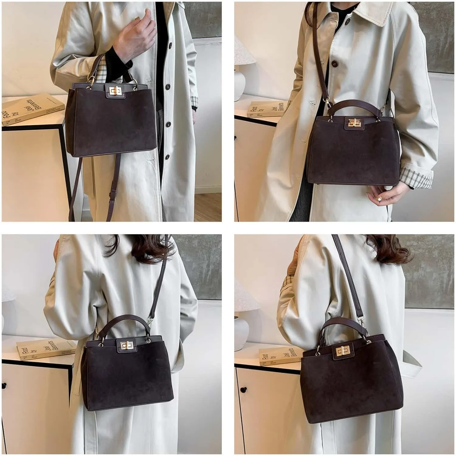 Crossbody Bags for Women Trendy Fashion Elegant Suede Handbag Shoulder Bag Daily Versatile Large Bucket Purse Travel