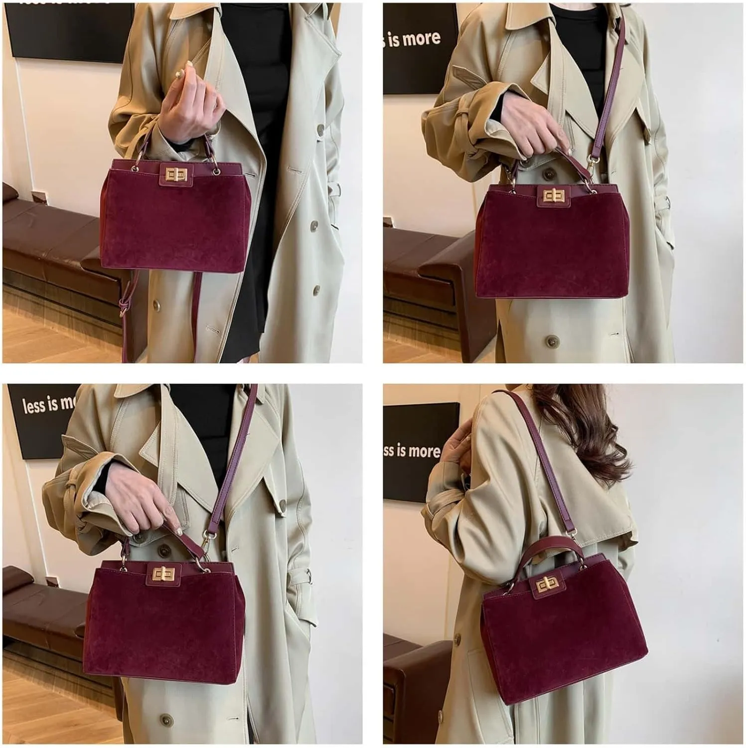 Crossbody Bags for Women Trendy Fashion Elegant Suede Handbag Shoulder Bag Daily Versatile Large Bucket Purse Travel