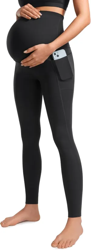 CRZ YOGA Womens Butterluxe Maternity Leggings with Pockets Over The Belly 28" - Soft Workout Active Yoga Pregnancy Pants