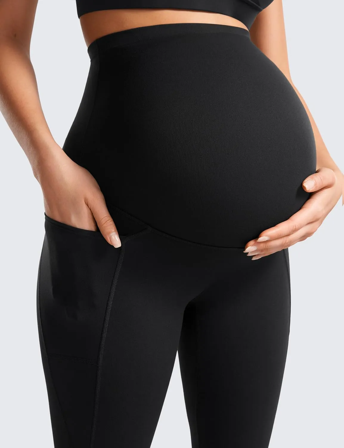 CRZ YOGA Womens Butterluxe Maternity Leggings with Pockets Over The Belly 28" - Soft Workout Active Yoga Pregnancy Pants