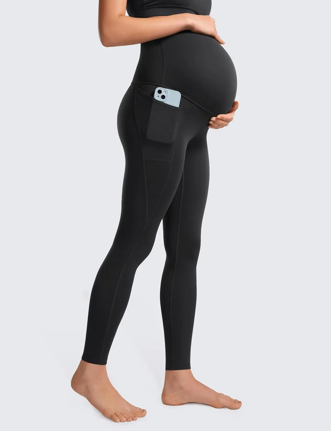 CRZ YOGA Womens Butterluxe Maternity Leggings with Pockets Over The Belly 28" - Soft Workout Active Yoga Pregnancy Pants