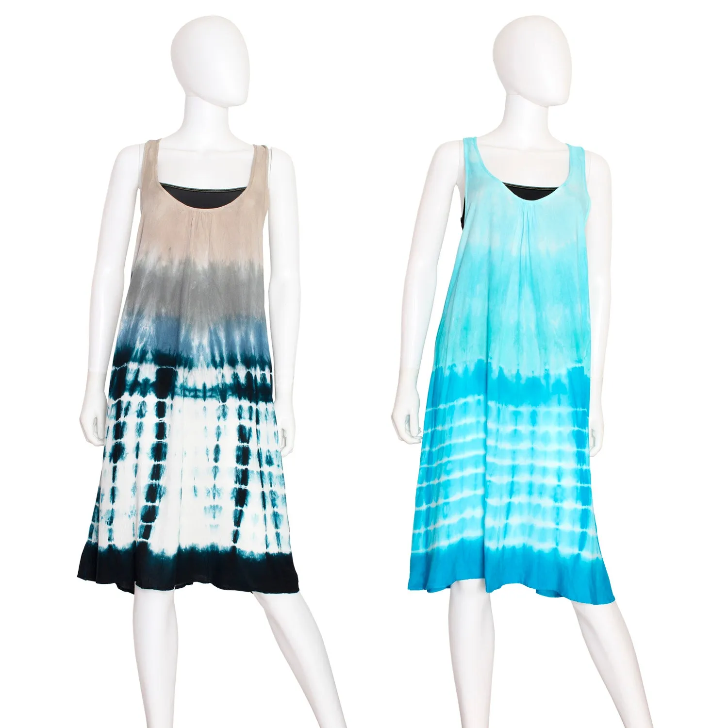 CU-EL11 - Wholesale Women's Tie-Die Racerback Cover-Up Dress