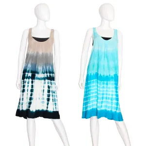 CU-EL11 - Wholesale Women's Tie-Die Racerback Cover-Up Dress
