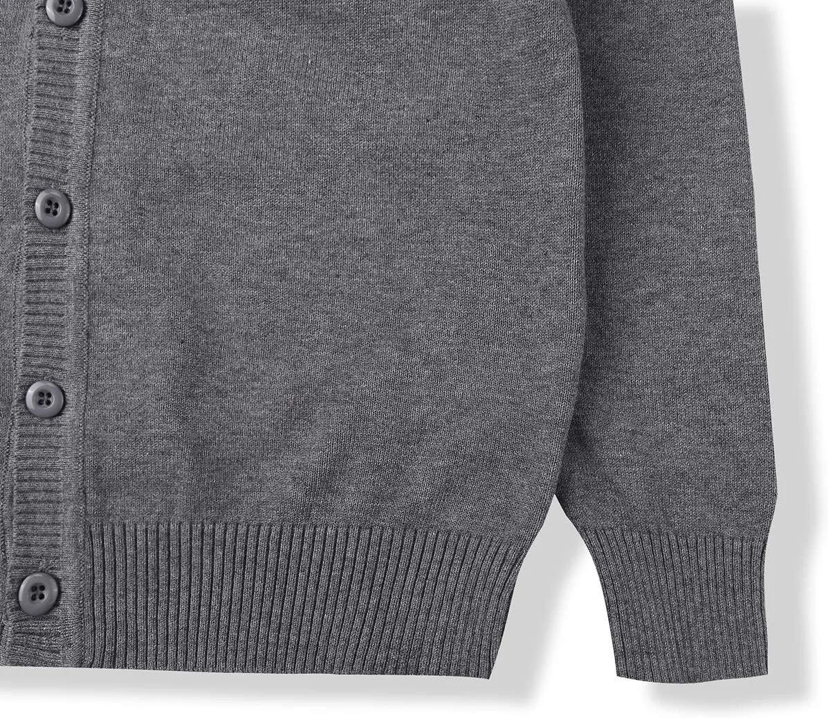 CUNYI Boys' Button-up Cardigan with Elbow Patches V-Neck Cotton Knit Sweater Casual Outerwear