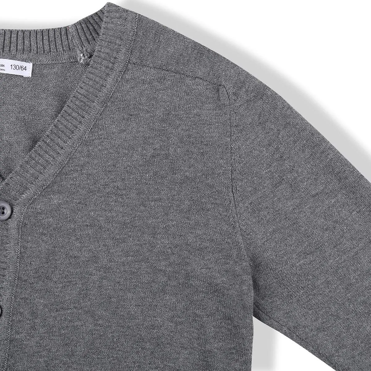 CUNYI Boys' Button-up Cardigan with Elbow Patches V-Neck Cotton Knit Sweater Casual Outerwear