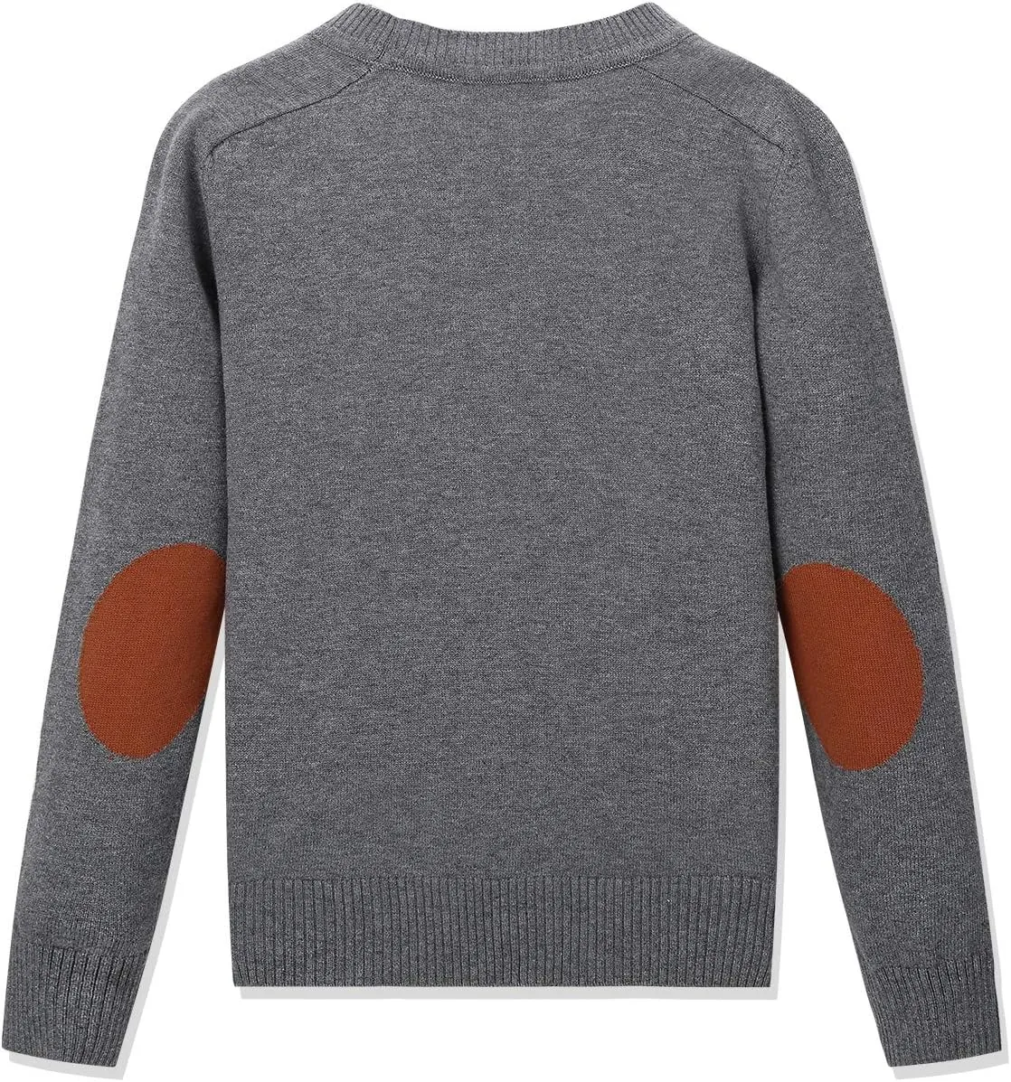 CUNYI Boys' Button-up Cardigan with Elbow Patches V-Neck Cotton Knit Sweater Casual Outerwear