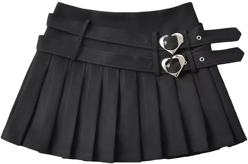 Cute Core Skirt Preppy Skirt with Belt Mini Skirt for Women Y2k Skirt Cutecore Cloth Pleated Mini Skirts