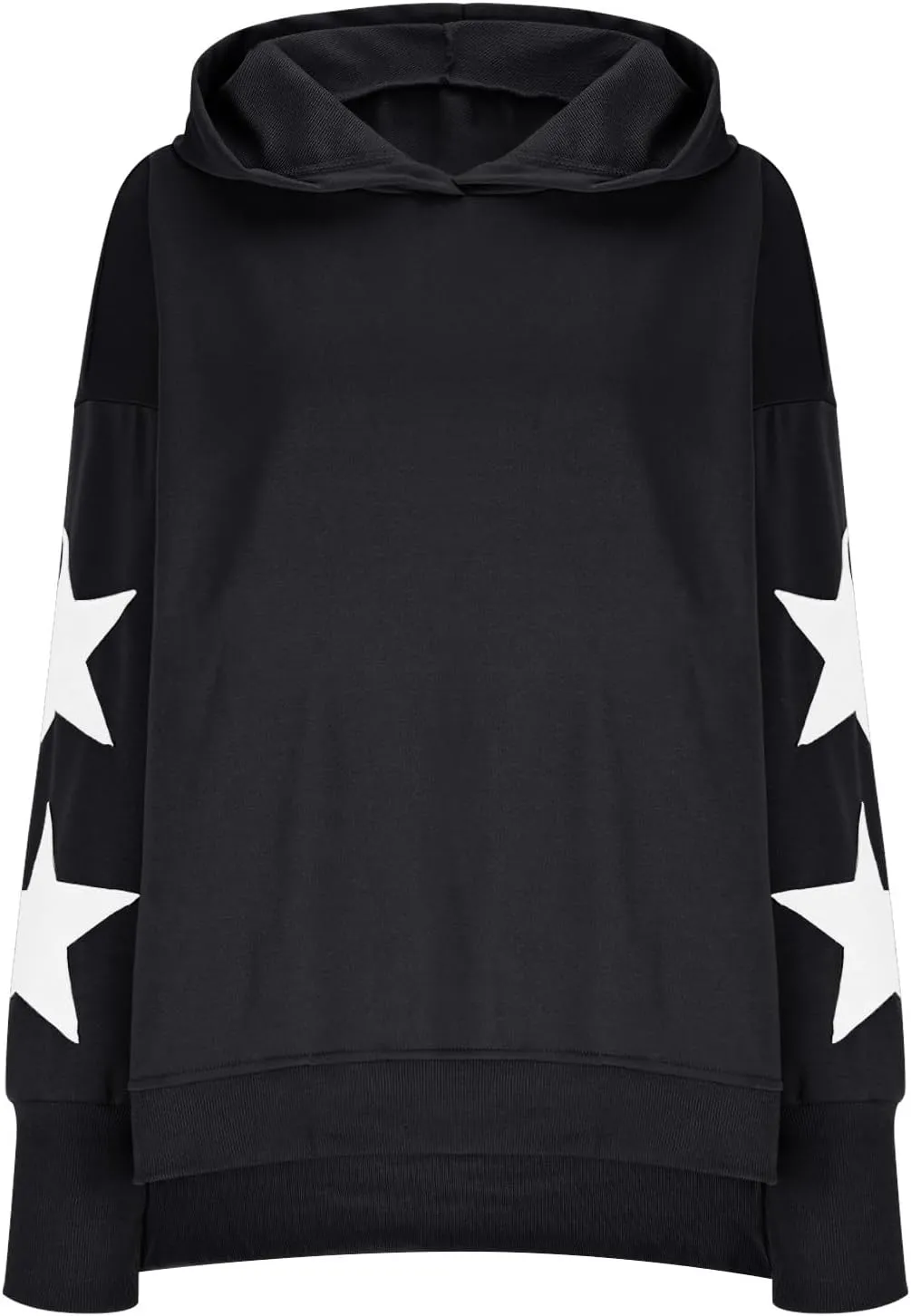 Cute Hoodies For Women Trendy 2024 Oversized Star Print Hooded Sweatshirt Side Slit Fall Pullover Tops y2k Clothes
