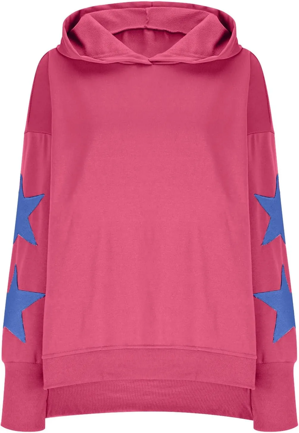 Cute Hoodies For Women Trendy 2024 Oversized Star Print Hooded Sweatshirt Side Slit Fall Pullover Tops y2k Clothes