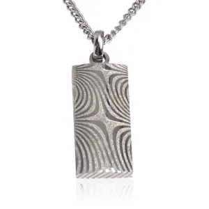 Damascus Steel Dog Tag Pendant with Chain