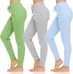 DARESAY Womens Running Workout Yoga Leggings with Pockets and Ealstic Cuff, Pack of 3 Up to XXL