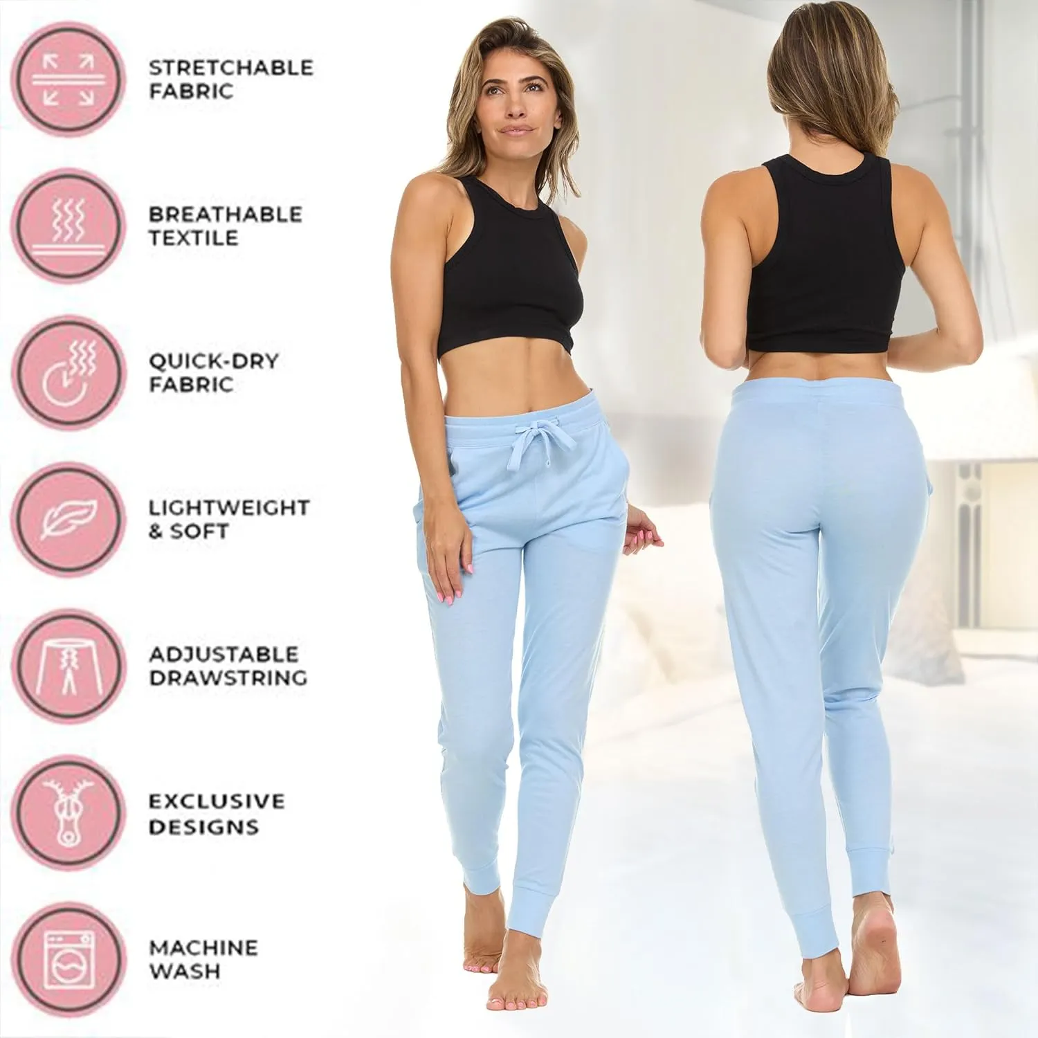 DARESAY Womens Running Workout Yoga Leggings with Pockets and Ealstic Cuff, Pack of 3 Up to XXL