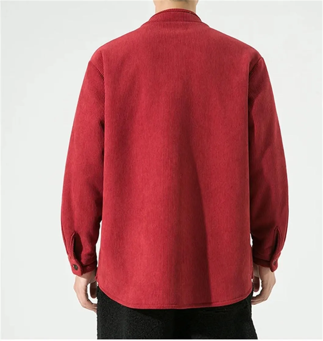 DBFBDTU Men's Chinese Padded Cotton Jacket Long Sleeves Thickened Cotton Coat Japanese Coat Jacket