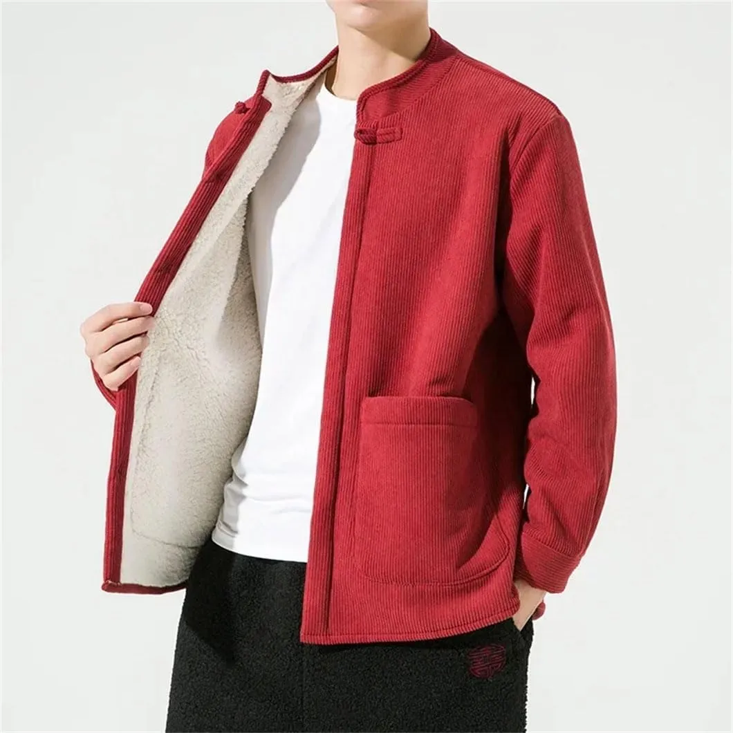 DBFBDTU Men's Chinese Padded Cotton Jacket Long Sleeves Thickened Cotton Coat Japanese Coat Jacket