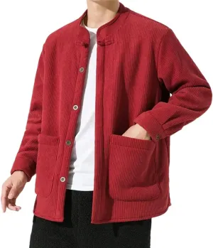 DBFBDTU Men's Chinese Padded Cotton Jacket Long Sleeves Thickened Cotton Coat Japanese Coat Jacket