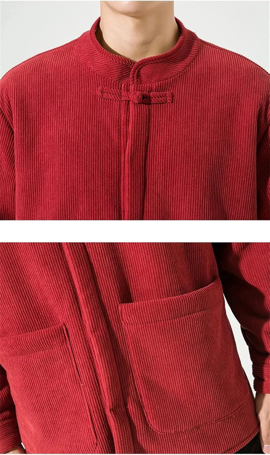 DBFBDTU Men's Chinese Padded Cotton Jacket Long Sleeves Thickened Cotton Coat Japanese Coat Jacket