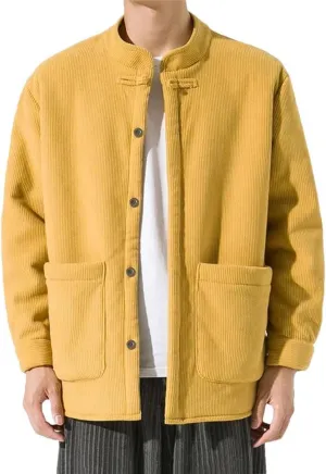 DBFBDTU Men's Chinese Padded Cotton Jacket Long Sleeves Thickened Cotton Coat Japanese Coat Jacket